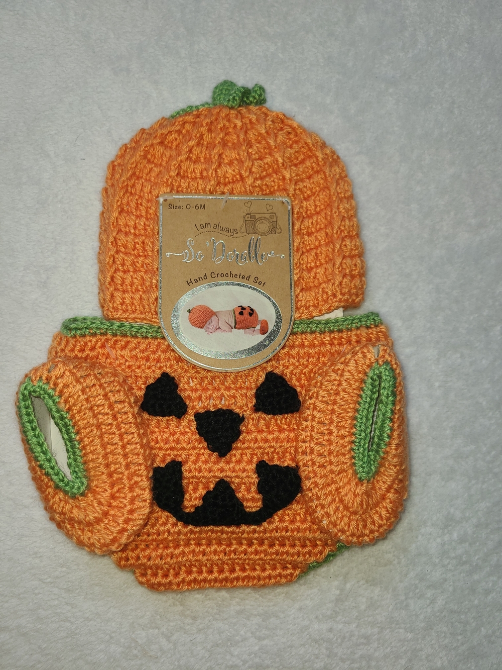 Darling Orange Pumpkin Crochet Baby Costume Set